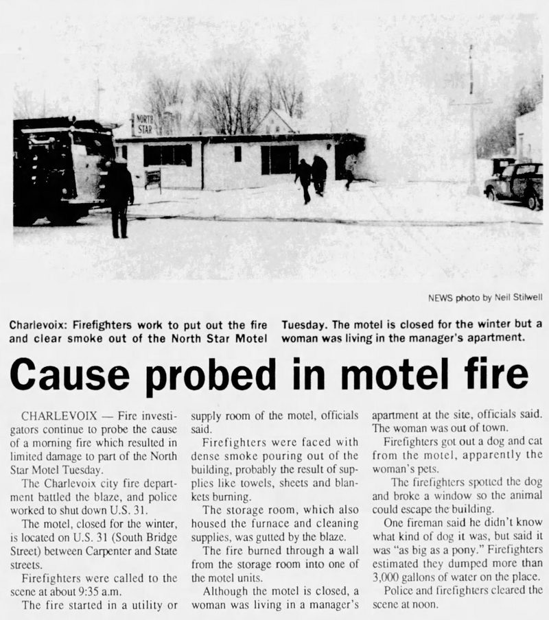 North Star Motel - Feb 27 1991 Article On Fire (newer photo)